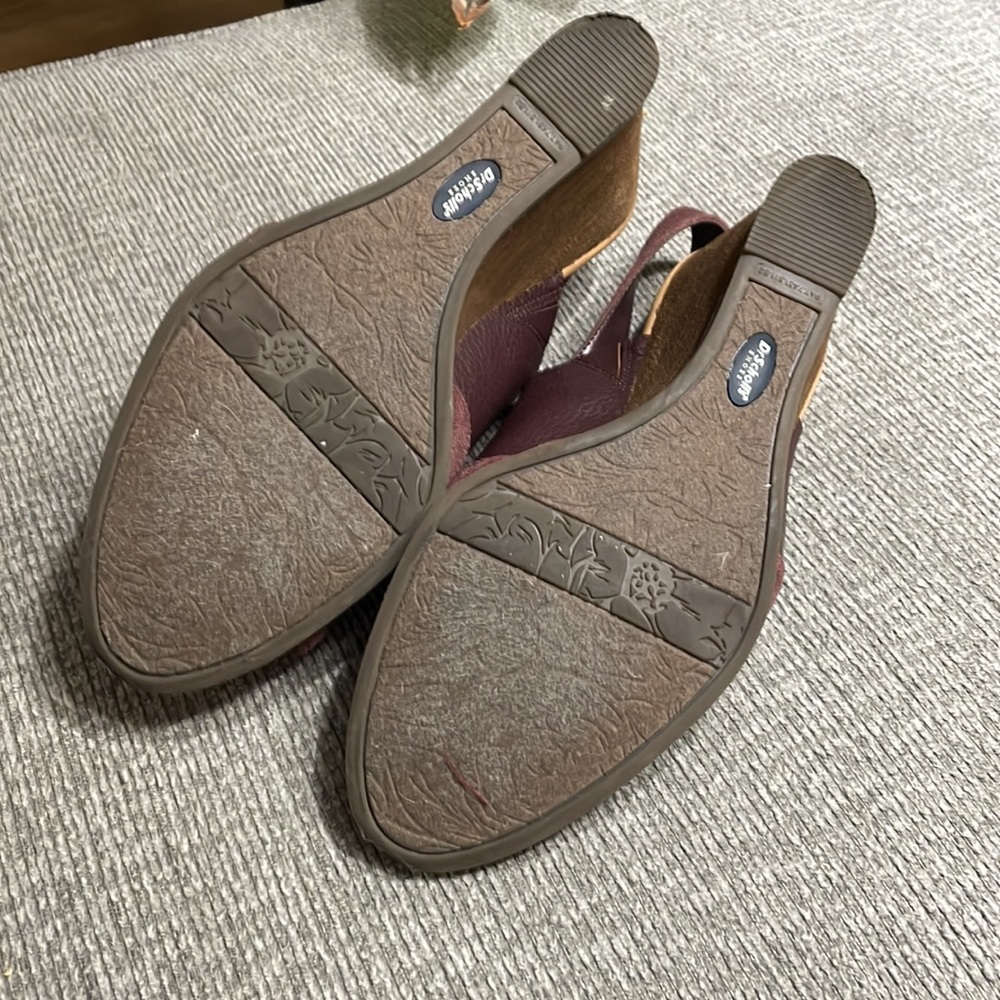 Dr Scholl’s Wedge Sandals Used Wine Size 10M - Picture 5 of 5